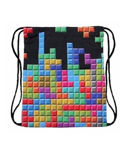 Tetris print rugtas met rijgkoord