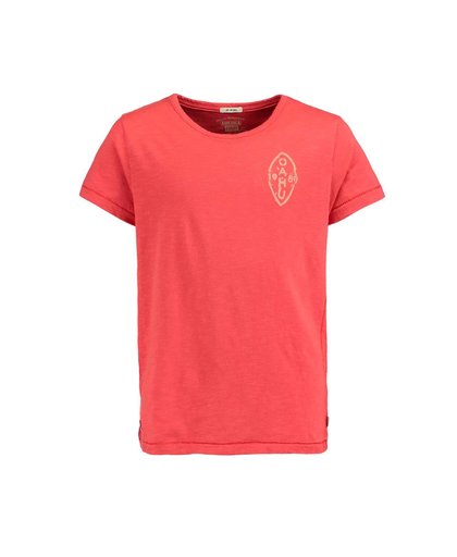 Emmet T-shirt met rugprint koraalrood