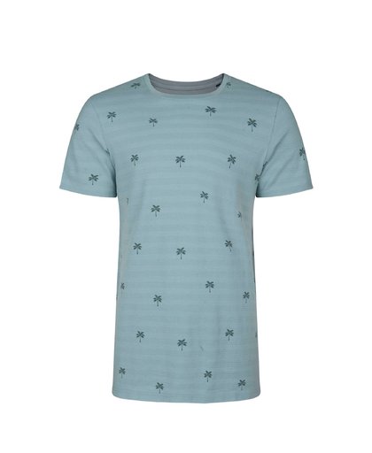 regular fit T-shirt met palmbomen grijsblauw