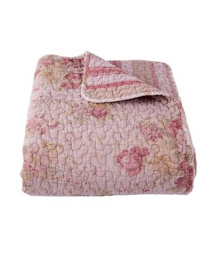 Clayre & eef bedsprei stonewashed 180x260 - roze - katoen, polyester