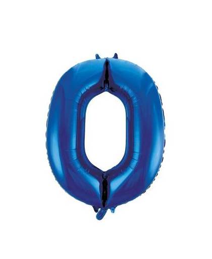 Cijfer 0 folie ballon blauw van 86 cm