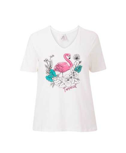 T-shirt met flamingo print