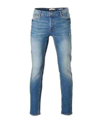 slim fit jeans met slijtage blauw