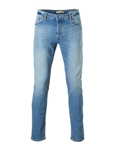 slim fit jeans met slijtage lichtblauw