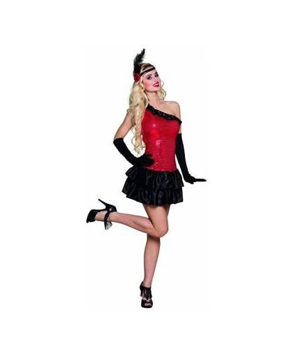 Flapper kostuum jurkje rood met zwart