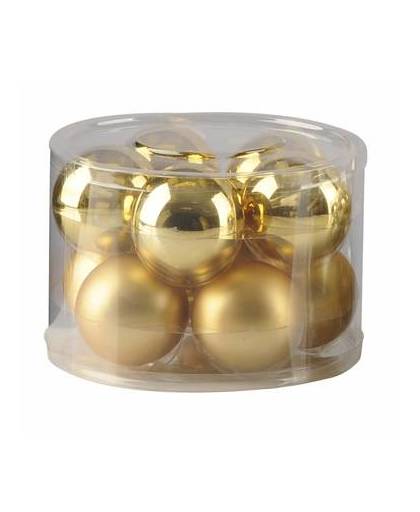 Kerstballen set goud 6 cm10 stuks - glas - gouden kerstballen