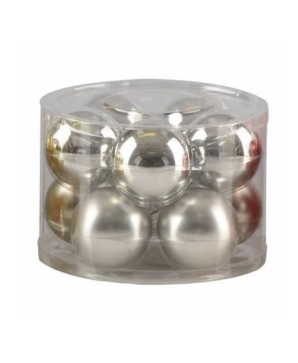 Kerstballen set zilver 6 cm10 stuks - glas - zilveren kerstballen