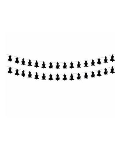 Zwarte kerstbomen slingers 180 cm