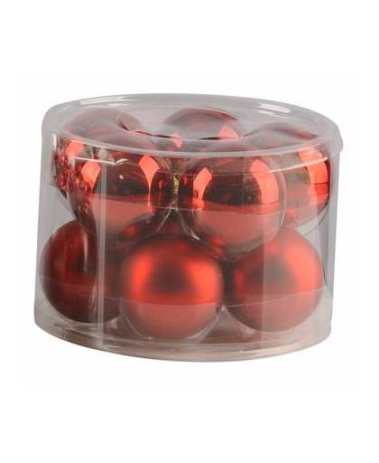 Kerstballen set rood 6 cm 10 stuks - glas - rode kerstballen