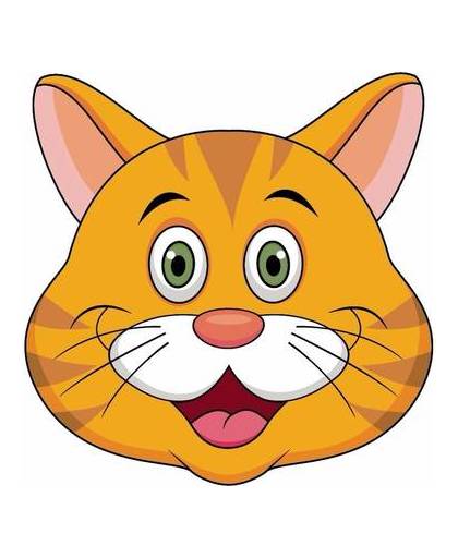 Kartonnen oranje katten/poezen masker voor kinderen