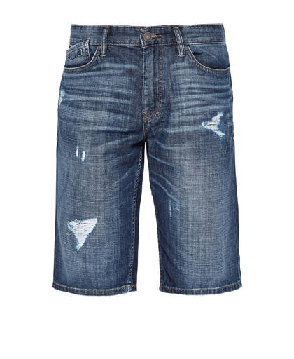 jeans bermuda met versleten details