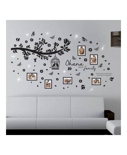 Walplus home decoratie sticker - ohana familieboom foto frames met 9 swarovski kristallen