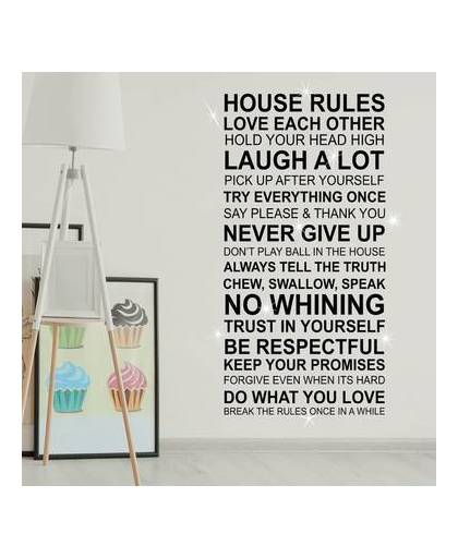 Walplus home decoratie sticker - huis regels quote (fr) met 9 swarovski kristallen