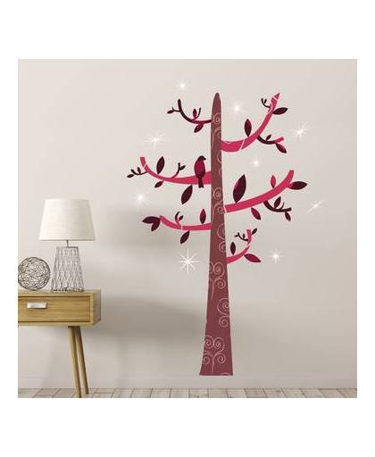 Walplus home decoratie sticker - gekleurde boom met 9 swarovski kristallen + 4 metalen haken