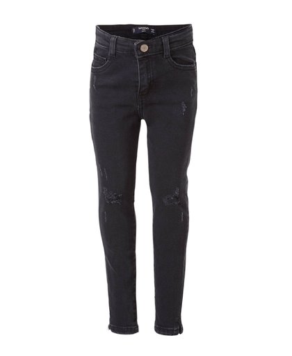 high waist skinny jeans met slijtage zwart