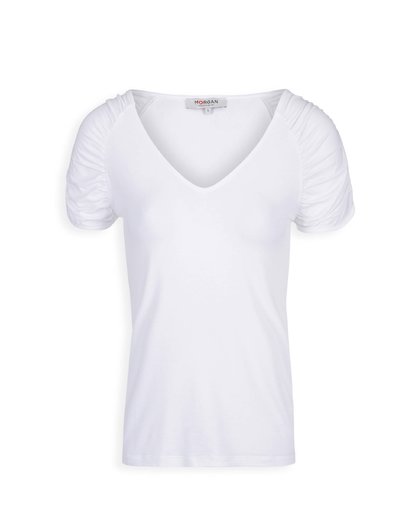 T-shirt met plooi mouwen wit