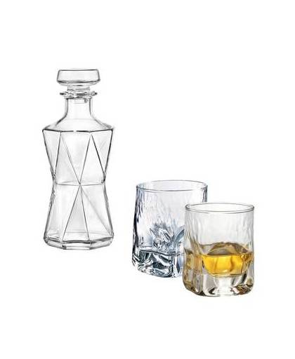 Whiskeyset bestaande uit 1 whiskey karaf en 2 mooi afgewerkte glazen