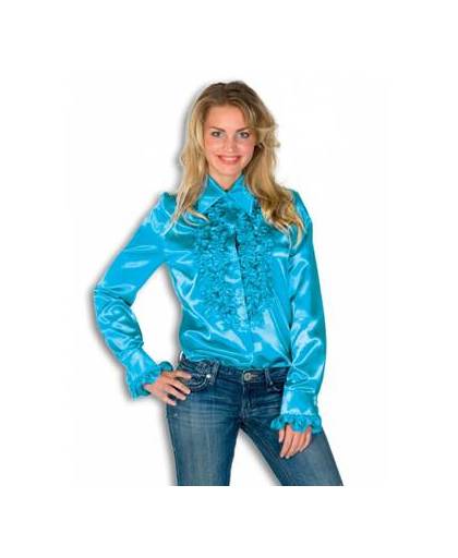 Rouches blouse blauw dames 40 (l)