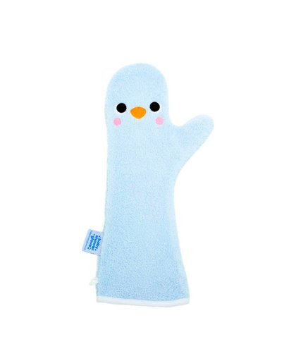 baby shower glove blauwe pinguin