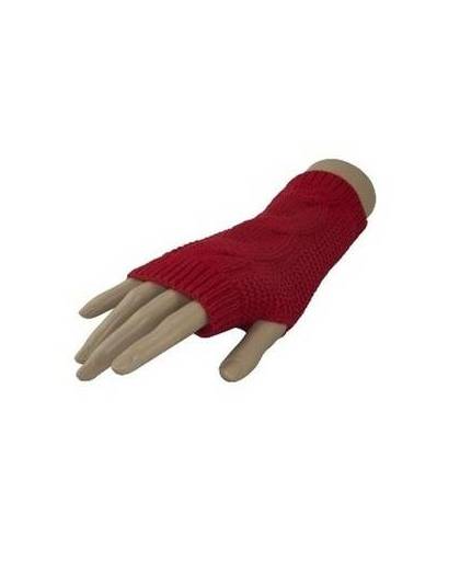Carnaval vingerloze handschoenen rood kabelpatroon volwassenen