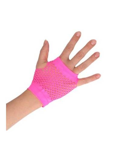 Roze korte visnet handschoenen voor volwassenen