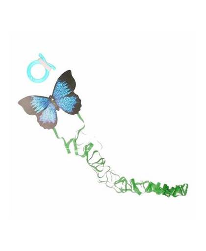 Mini donkerblauwe vlinder vlieger 15cm