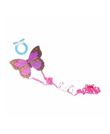 Mini roze vlinder vlieger 15cm