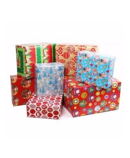 Kerst kadopapier 12 rollen - 200 x 70 - cadeaupapier / inpakpapier voor kerstmis