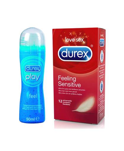 Feeling Sensitive 12 stuks + Durex Play Feel 50 ml