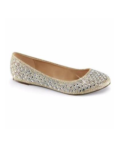 Goud/zilveren ballerina schoenen met glitters voor dames 38