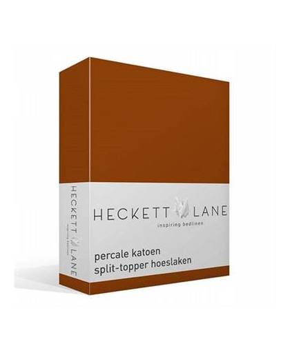 Heckett & lane percale katoen split-topper hoeslaken - lits-jumeaux (200x210 cm)