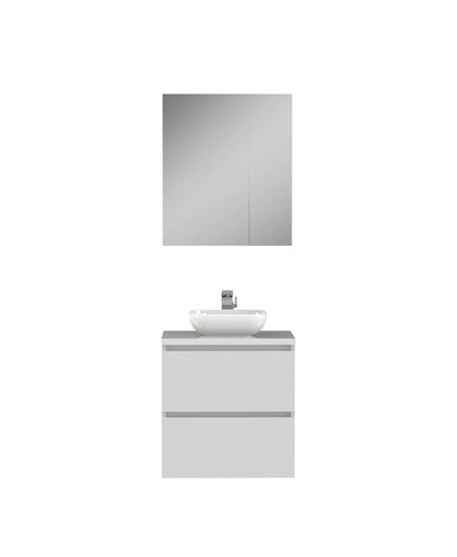 Loft Badkamermeubel 60cm met spiegelkast en witte waskom