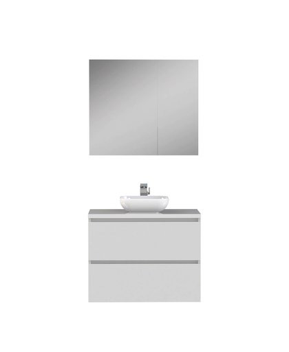 Loft Badkamermeubel 80cm met spiegelkast en witte waskom
