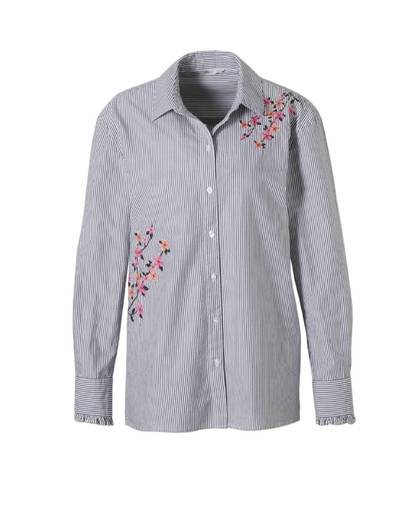 gestreepte blouse met borduursels