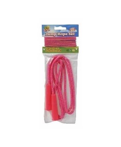Neon roze springtouw en elastiek