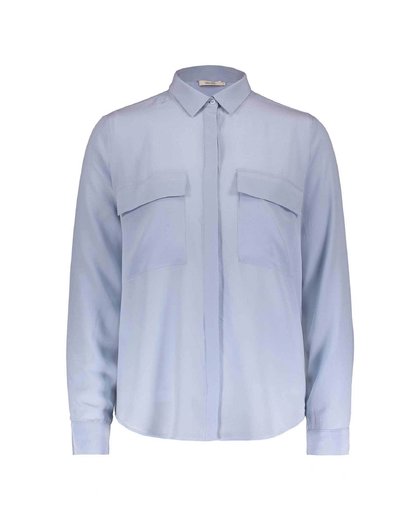 dip-dye zijden blouse grijsblauw