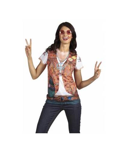 Shirt met hippie opdruk dames m