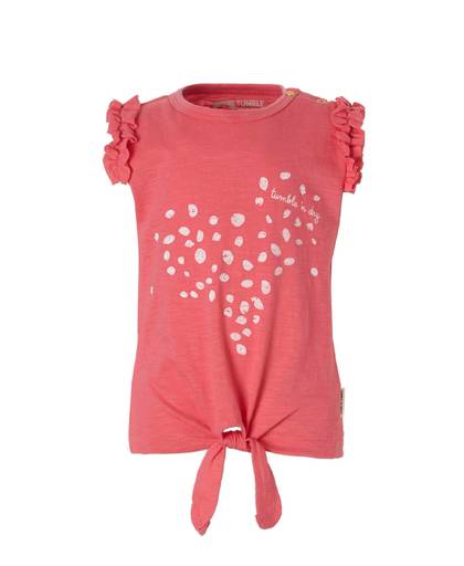 mouwloos T-shirt Pela met ruches roze