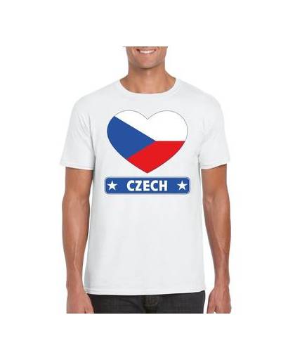 Tsjechie t-shirt met tsjechische vlag in hart wit heren s