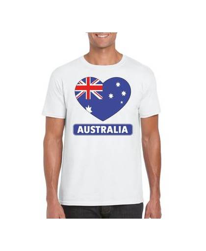 Australie t-shirt met australische vlag in hart wit heren 2xl
