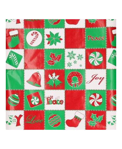 Kerst inpakpapier / cadeaupapier - rood/groen/wit - 70 x 200 cm type 4 - kadopapier