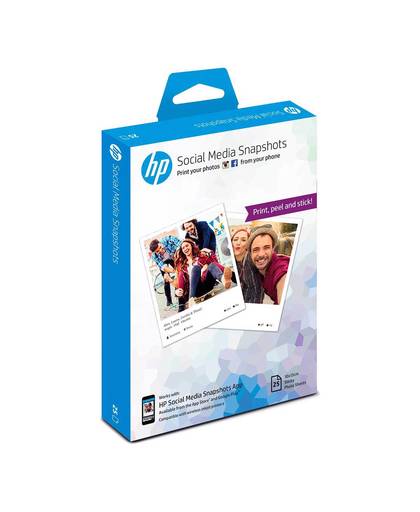 HP Social Media Snapshots verwijderbaar fotopapier met kleeflaag, 25 vel, 10 x 13 cm pak fotopapier