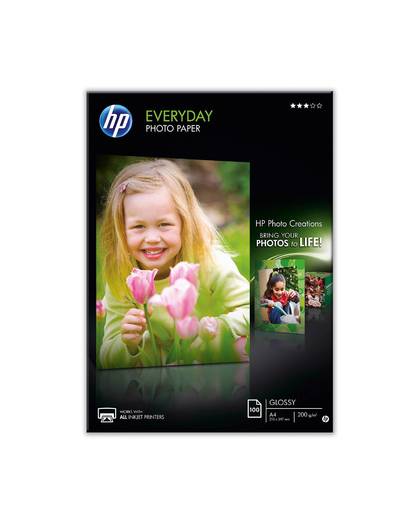 HP Everyday glanzend fotopapier, 100 vel, A4/210 x 297 mm pak fotopapier