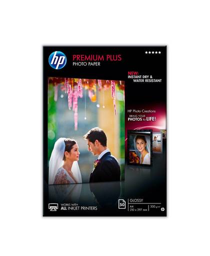 HP Premium Plus glanzend fotopapier, 50 vel, A4/210 x 297 mm pak fotopapier