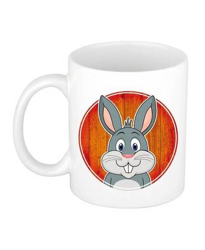 1x konijnen beker / mok - 300 ml keramiek - konijn dieren bekers voor kinderen