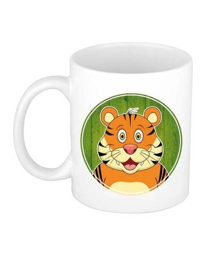 1x tijger beker / mok - 300 ml keramiek - tijgers dieren beker voor kinderen