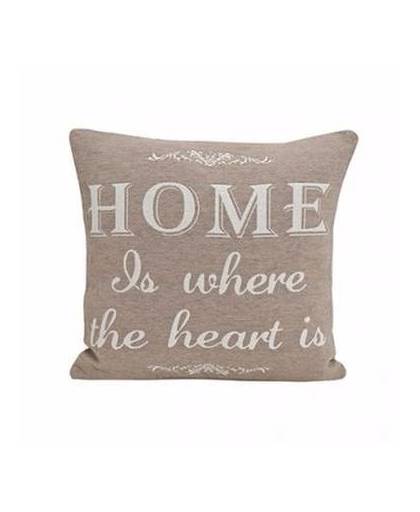 Beige kussentje home is where the heart is 45cm