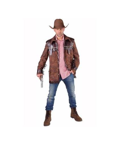 Bruine cowboy jas voor heren 60-62 (xl)