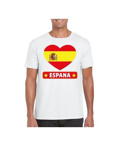 Spanje t-shirt met spaanse vlag in hart wit heren s