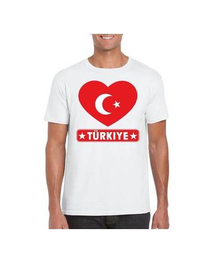 Turkije t-shirt met turkse vlag in hart wit heren l